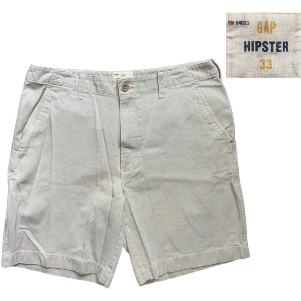 Vintage GAP Mens Flat Front Hipster Shorts Khaki Size 33 8.5 in Inseam Menswear